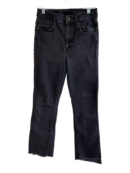 Mother Size 27 Black Cotton Blend Zip Fly 5 Pocket Fray Hem Jeans Black / 27
