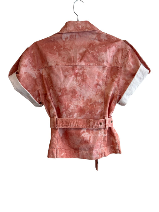Liu Jo Size 2 Peach & White Cotton Short Sleeve Brass Hardware Front Zip Jacket Peach & White / 2