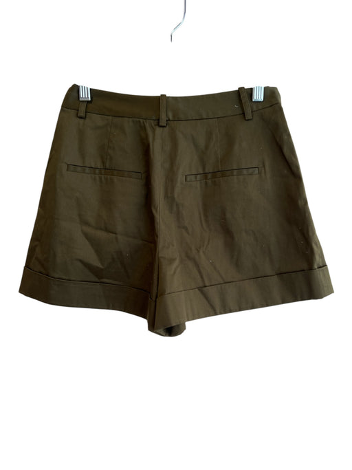 Alice & Olivia Size 2 Dark Green Cotton Blend Zip Fly Side Pocket Cuffed Shorts Dark Green / 2