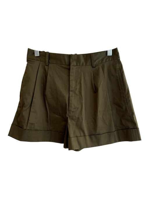 Alice & Olivia Size 2 Dark Green Cotton Blend Zip Fly Side Pocket Cuffed Shorts Dark Green / 2