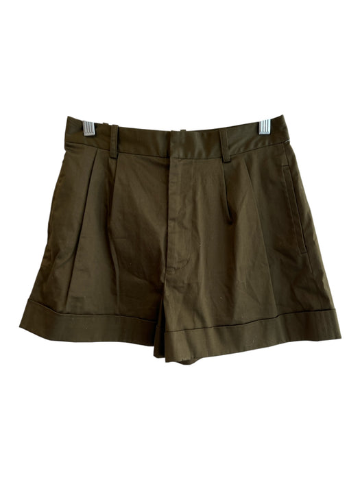 Alice & Olivia Size 2 Dark Green Cotton Blend Zip Fly Side Pocket Cuffed Shorts Dark Green / 2