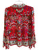 Alice & Olivia Size XS Red & Multi Viscose Long Sleeve Floral Print Collared Top Red & Multi / XS