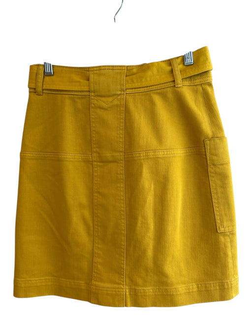 Tory Burch Size 2 Yellow Cotton Belt Zip Fly Flap Pockets Knee length Skirt Yellow / 2