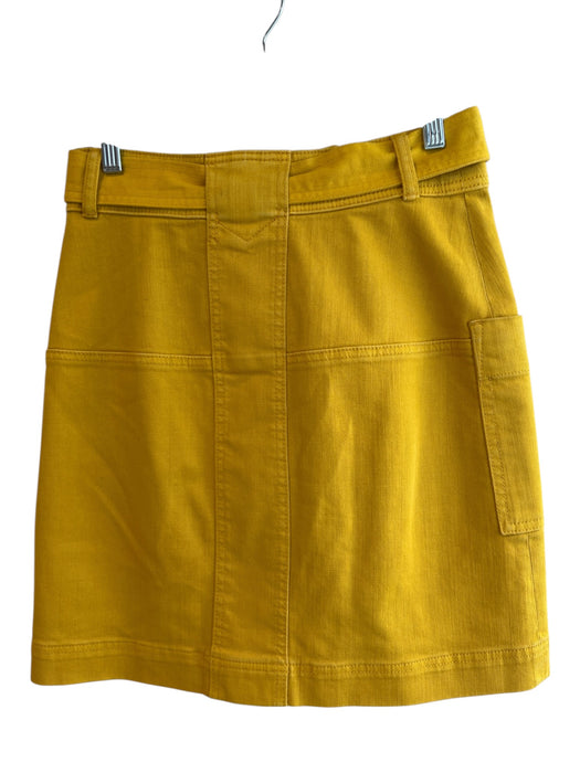 Tory Burch Size 2 Yellow Cotton Belt Zip Fly Flap Pockets Knee length Skirt Yellow / 2