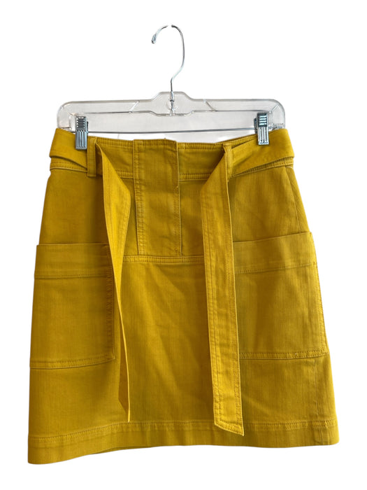 Tory Burch Size 2 Yellow Cotton Belt Zip Fly Flap Pockets Knee length Skirt Yellow / 2