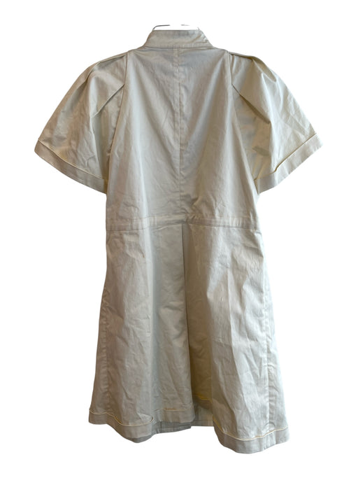Love Moschino Size 8 Off White Cotton Blend Short Sleeve Front Snap Dress Off White / 8