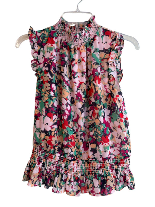 J Crew Size 0 Pink & Multi Polyester Lined Sleeveless Elastic Waist Top Pink & Multi / 0