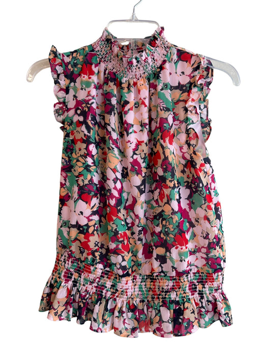J Crew Size 0 Pink & Multi Polyester Lined Sleeveless Elastic Waist Top Pink & Multi / 0