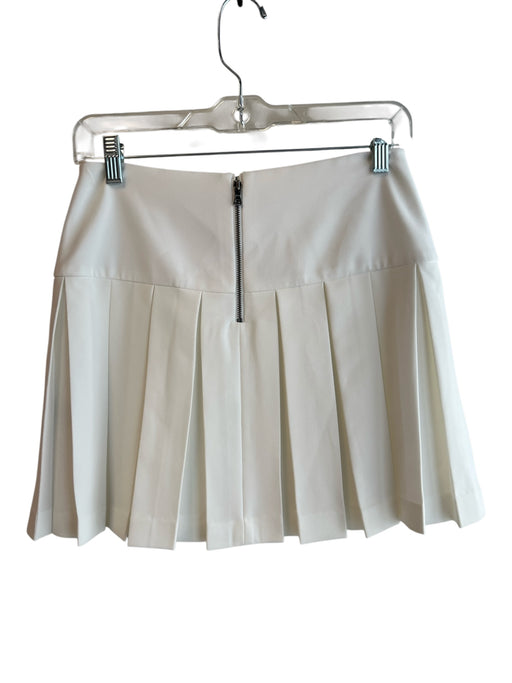 Alice & Olivia Size 2 White Polyester Lined Pleats Back Zip Above Knee Skirt White / 2