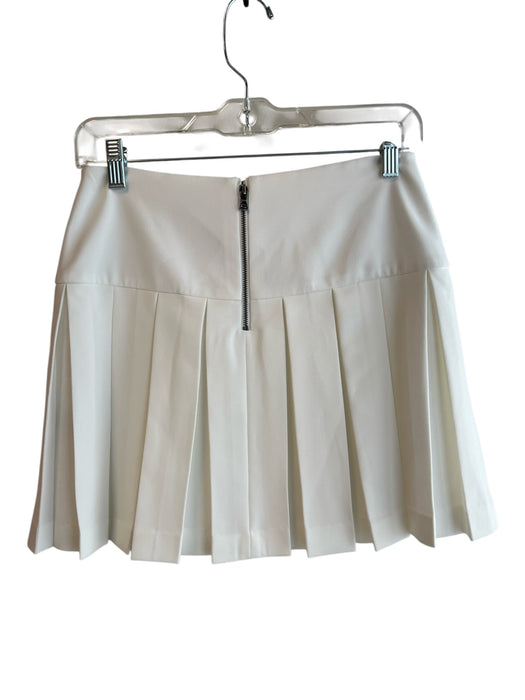 Alice & Olivia Size 2 White Polyester Lined Pleats Back Zip Above Knee Skirt White / 2