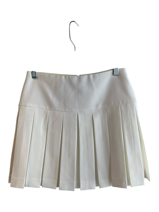 Alice & Olivia Size 2 White Polyester Lined Pleats Back Zip Above Knee Skirt White / 2