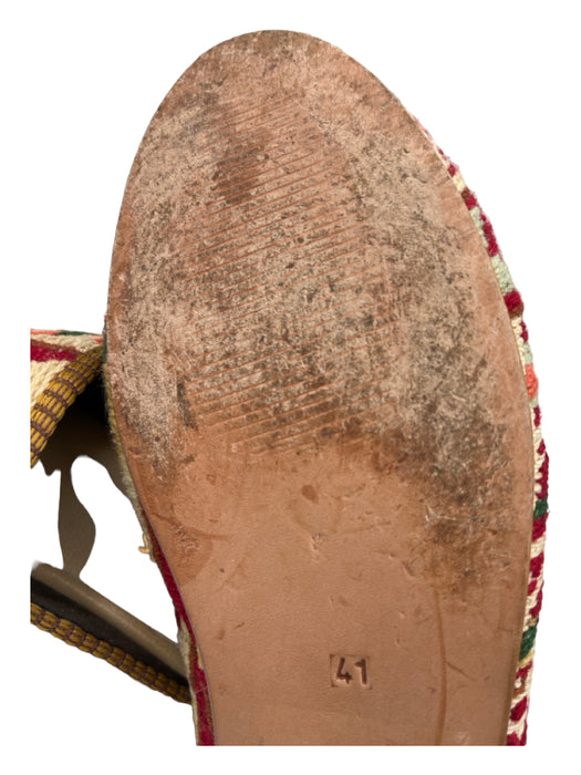 Artemis Shoe Size 41 Red, Tan & Multi Braided Cord Tribal Geometric Mules Red, Tan & Multi / 41