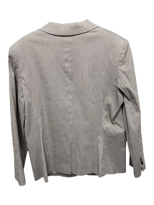 Theory Size 14 Brown & White Cotton Blend Textured Pinstripe Blazer Jacket Brown & White / 14