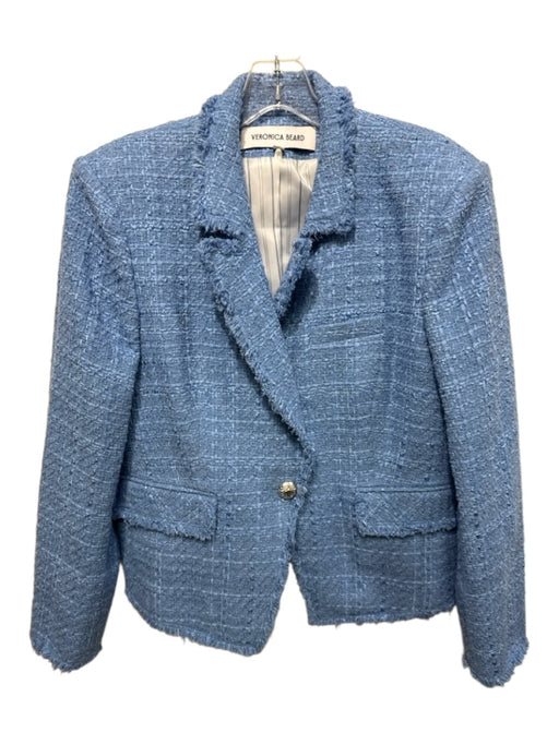 Veronica Beard Size 16 Blue Cotton Blend Boucle Single Breasted Blazer Jacket Blue / 16