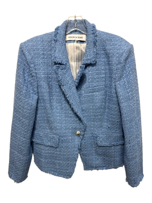 Veronica Beard Size 16 Blue Cotton Blend Boucle Single Breasted Blazer Jacket Blue / 16