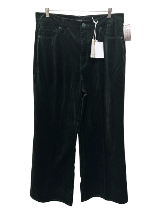 Good American Size 12 Dark Green Cotton Blend Velour High Rise Wide Leg Pants Dark Green / 12