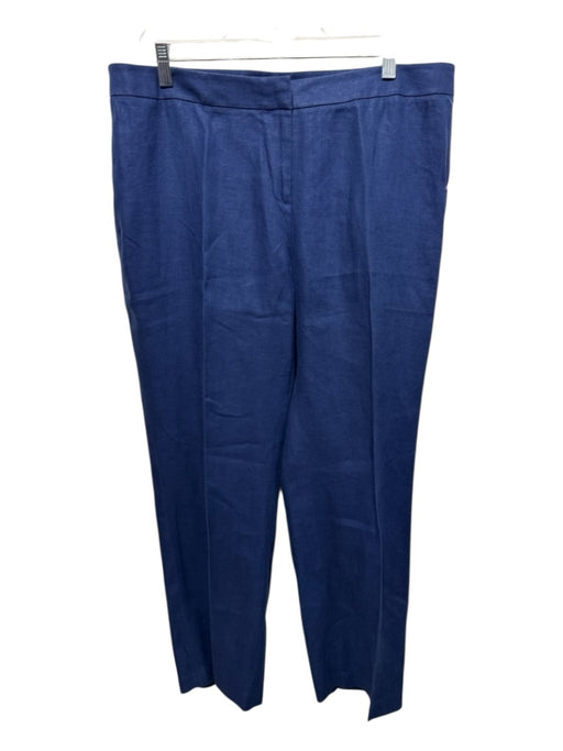 Lafayette 148 Size 16 Blue Linen pleat front Mid Rise Straight Leg Pants Blue / 16
