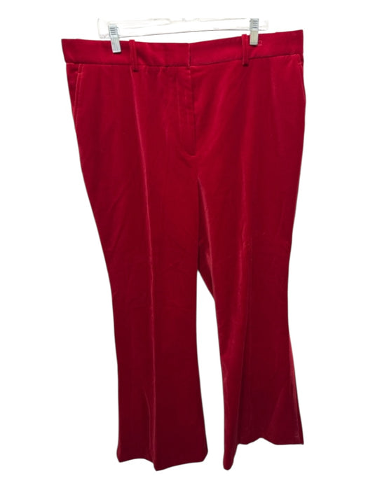 Reiss Size 14 Red Cotton Blend Velvet High Rise Zip & Hook Flare Pants Red / 14