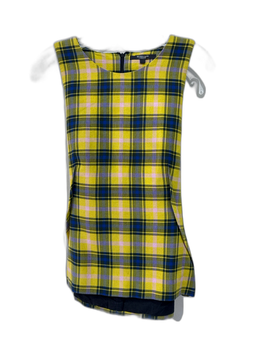 Derek Lam Size 16 Yellow, Blue, Pink Cotton Blend Pintuck Details Plaid Top Yellow, Blue, Pink / 16