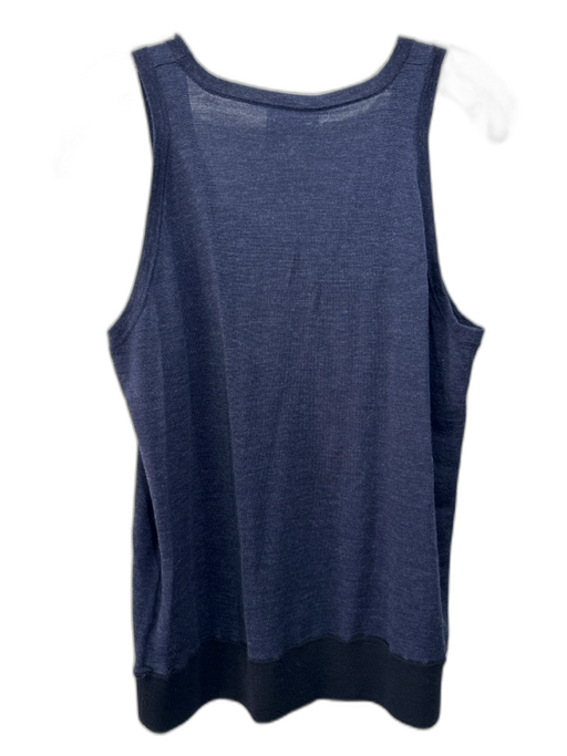 Akris Punto Size 14 Navy Blue & Black Wool Contrast Trim Sleeveless Top Navy Blue & Black / 14
