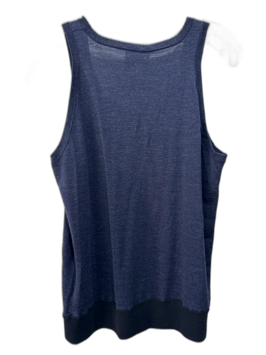 Akris Punto Size 14 Navy Blue & Black Wool Contrast Trim Sleeveless Top Navy Blue & Black / 14