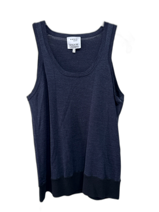 Akris Punto Size 14 Navy Blue & Black Wool Contrast Trim Sleeveless Top Navy Blue & Black / 14