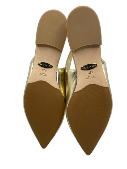 Sarah Flint Shoe Size 42.5 Gold Leather Metallic Pointed Toe Bow Slingback Flats Gold / 42.5