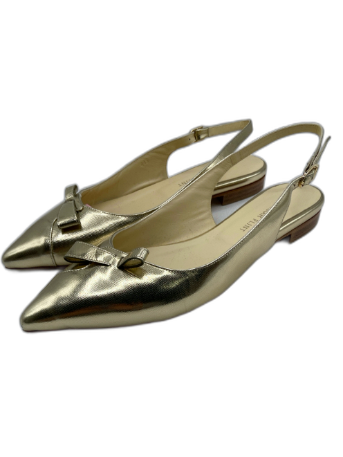Sarah Flint Shoe Size 42.5 Gold Leather Metallic Pointed Toe Bow Slingback Flats Gold / 42.5