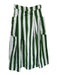 SKFK Size 2 Green & White Cotton Blend Striped Side Pockets Back Zip Midi Skirt Green & White / 2