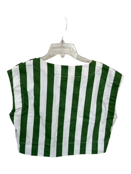SKFK Size 4 Green & White Cotton Blend Striped Sleeveless Cropped Top Green & White / 4
