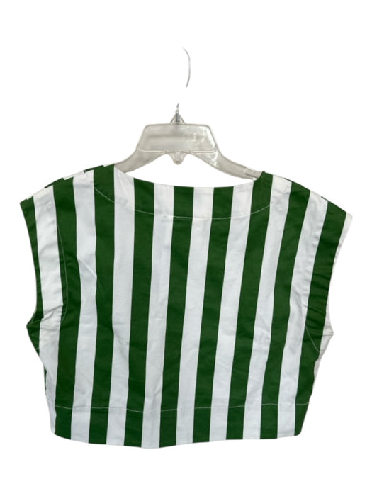 SKFK Size 4 Green & White Cotton Blend Striped Sleeveless Cropped Top Green & White / 4