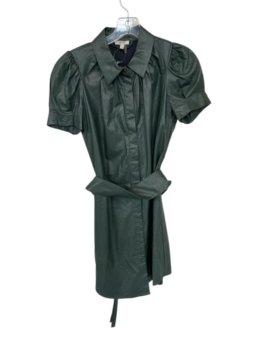 Tyler Boe Size 2 Army Green Viscose Blend Button Down Collared Dress Army Green / 2