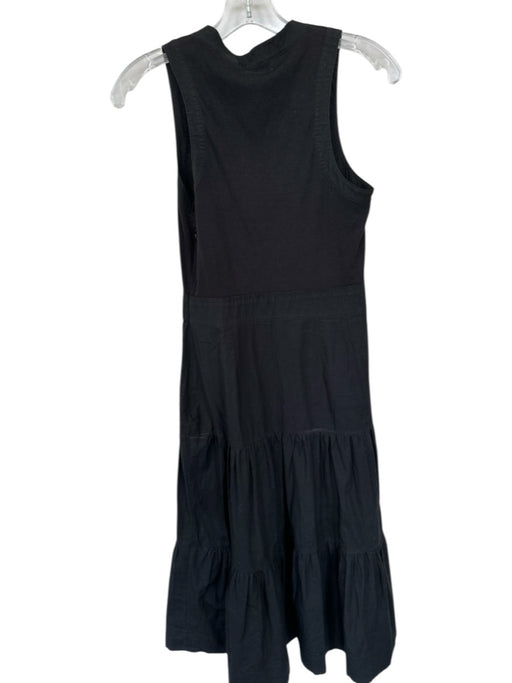 Veronica Beard Size XS Black Pima Cotton Blend Sleeveless V Neck Ribbed Dress Black / XS