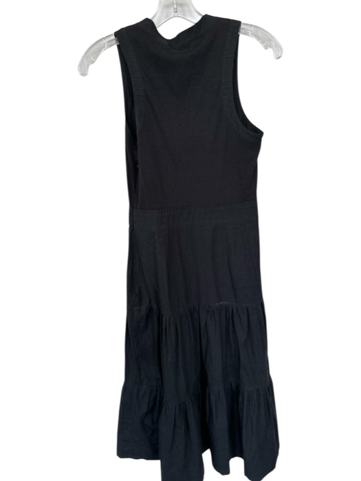 Veronica Beard Size XS Black Pima Cotton Blend Sleeveless V Neck Ribbed Dress Black / XS