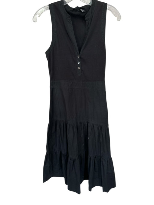 Veronica Beard Size XS Black Pima Cotton Blend Sleeveless V Neck Ribbed Dress Black / XS