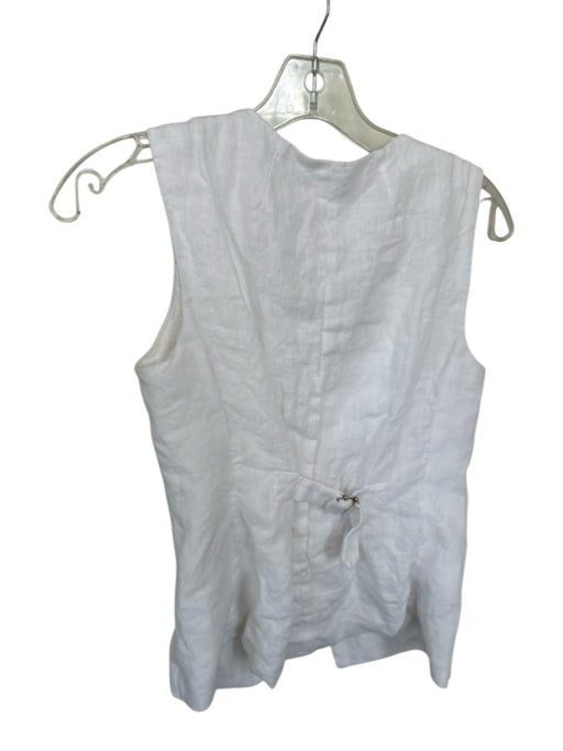 J Crew Size 0 White Linen Sleeveless Button Up high neck Pocket Detail Top White / 0