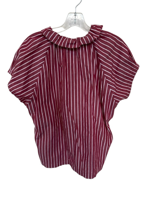 A Shirt Thing Size S Rose & White Cotton Striped Button Up Short Sleeve Top Rose & White / S