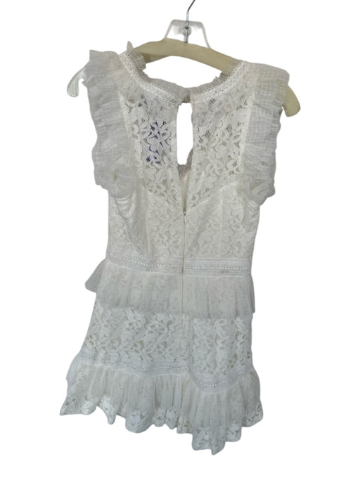 Adelyn Rae Size XS White Nylon Blend Eyelet Tulle details V Neck Dress White / XS