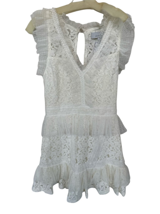 Adelyn Rae Size XS White Nylon Blend Eyelet Tulle details V Neck Dress White / XS