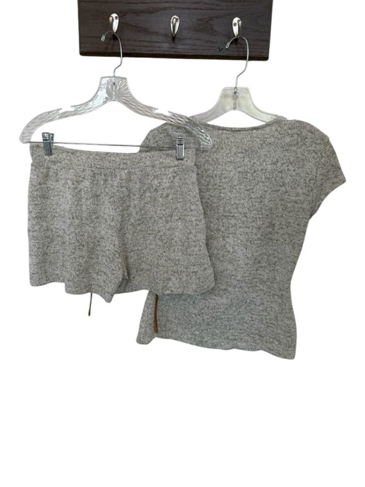 Zara Size M Sage & Cream Button Up V Neck Cap Sleeve Pockets Short Set Sage & Cream / M