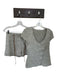 Zara Size M Sage & Cream Button Up V Neck Cap Sleeve Pockets Short Set Sage & Cream / M