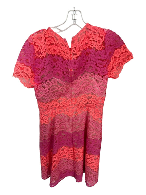 Shoshanna Size 4 Orange & Pink Lace Short Sleeve color block Slip Dress Orange & Pink / 4