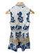 Alexis Size S Blue & White Cotton Sleeveless Embroider Detailing Dress Blue & White / S