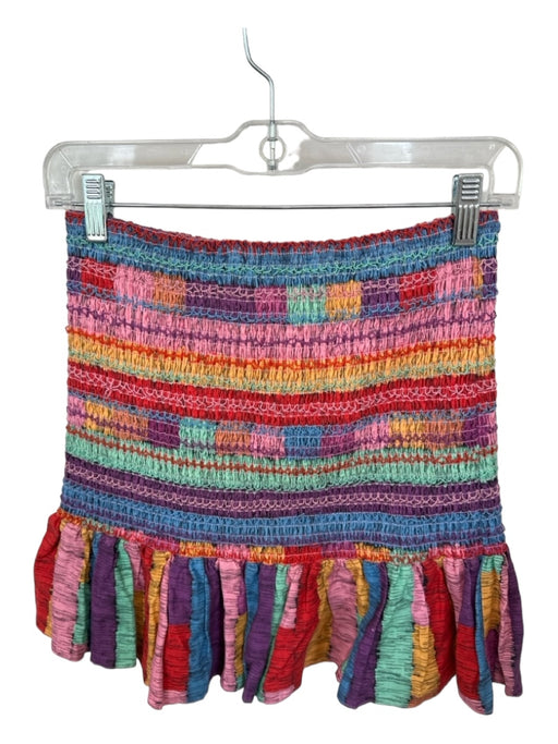 Farm Rio Size XS Multi Viscose Rouched Rainbow Mini Skirt Multi / XS