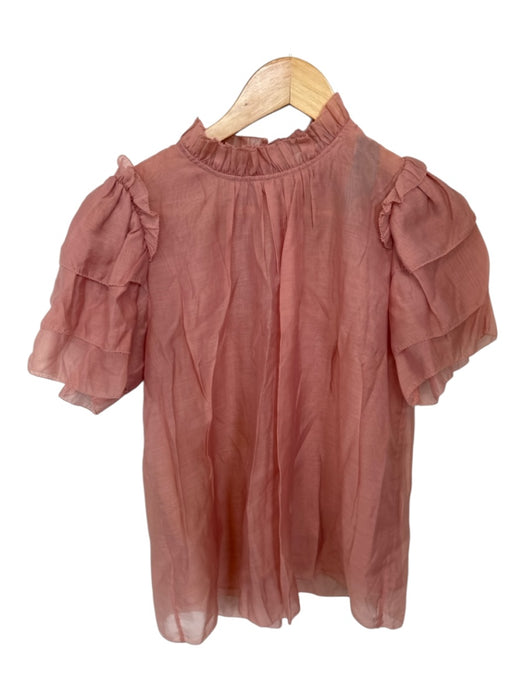Hunter Bell Size XS Mauve Tencel Blend Short Sleeve Ruffle Collar Top Mauve / XS