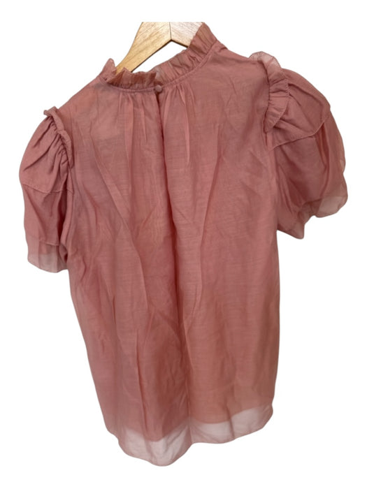 Hunter Bell Size XS Mauve Tencel Blend Short Sleeve Ruffle Collar Top Mauve / XS