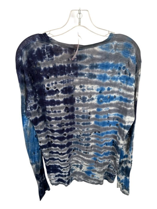 IRO Size S navy & gray Linen Long Sleeve Tie Dye distressed Top navy & gray / S
