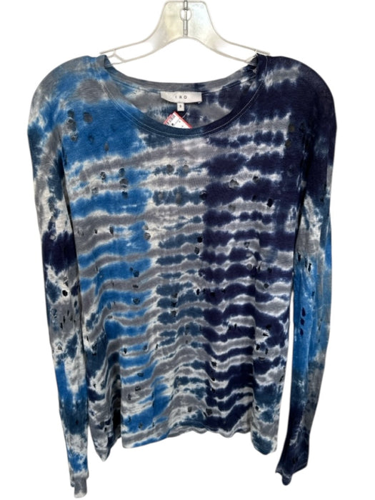 IRO Size S navy & gray Linen Long Sleeve Tie Dye distressed Top navy & gray / S