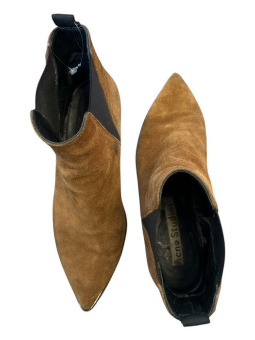 Acne Studio Shoe Size 38 Brown & Black Suede Pointed Toe stretch sides Booties Brown & Black / 38