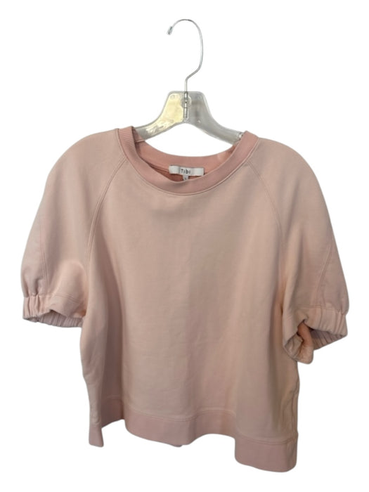 Tibi Size L Peach Cotton Short Sleeve Crew Neck Top Peach / L